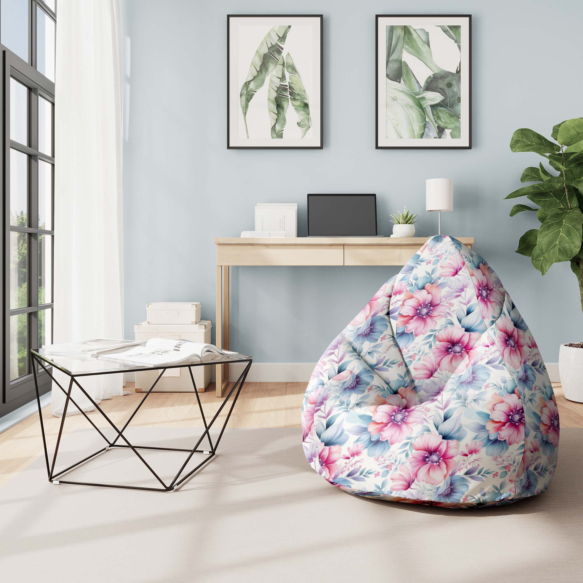 Puf Pearshape Pastel Flowers-S-Velvet