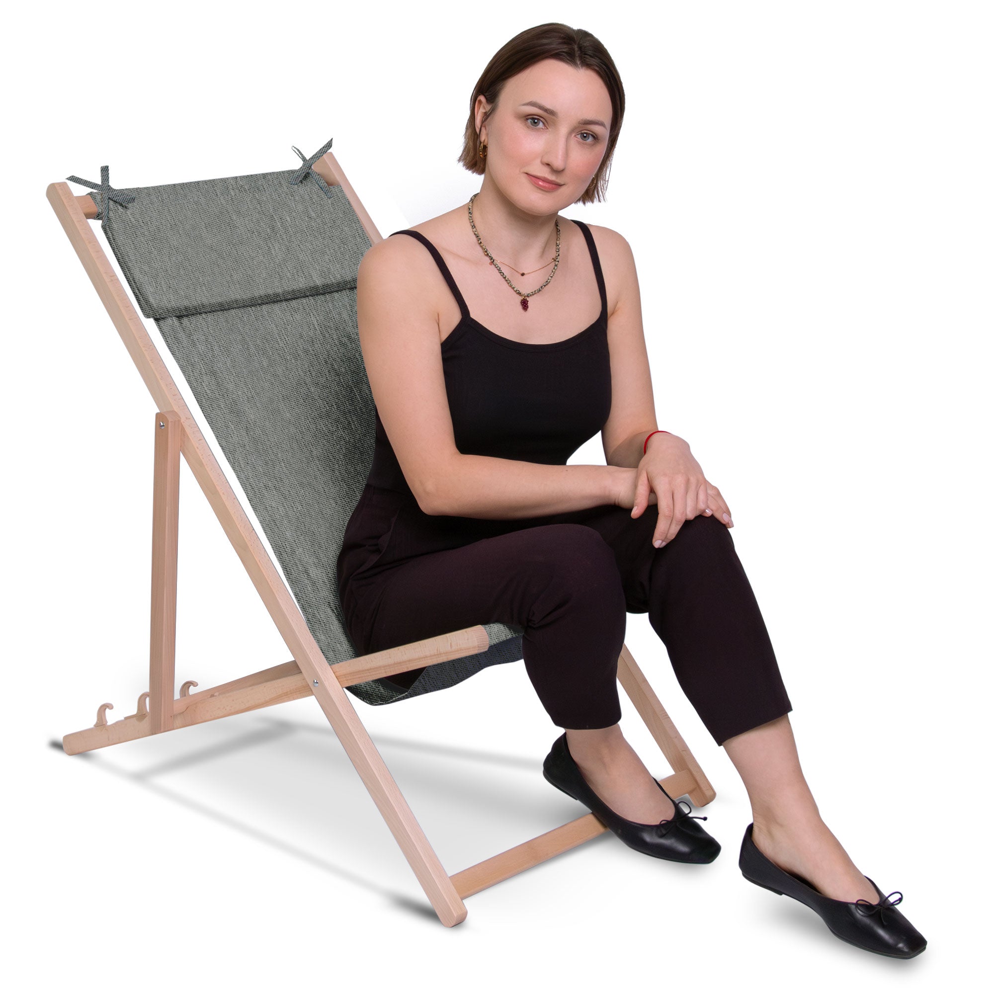 Leżak drewniany z poduszką Imitacja jeansu Sandy Dune