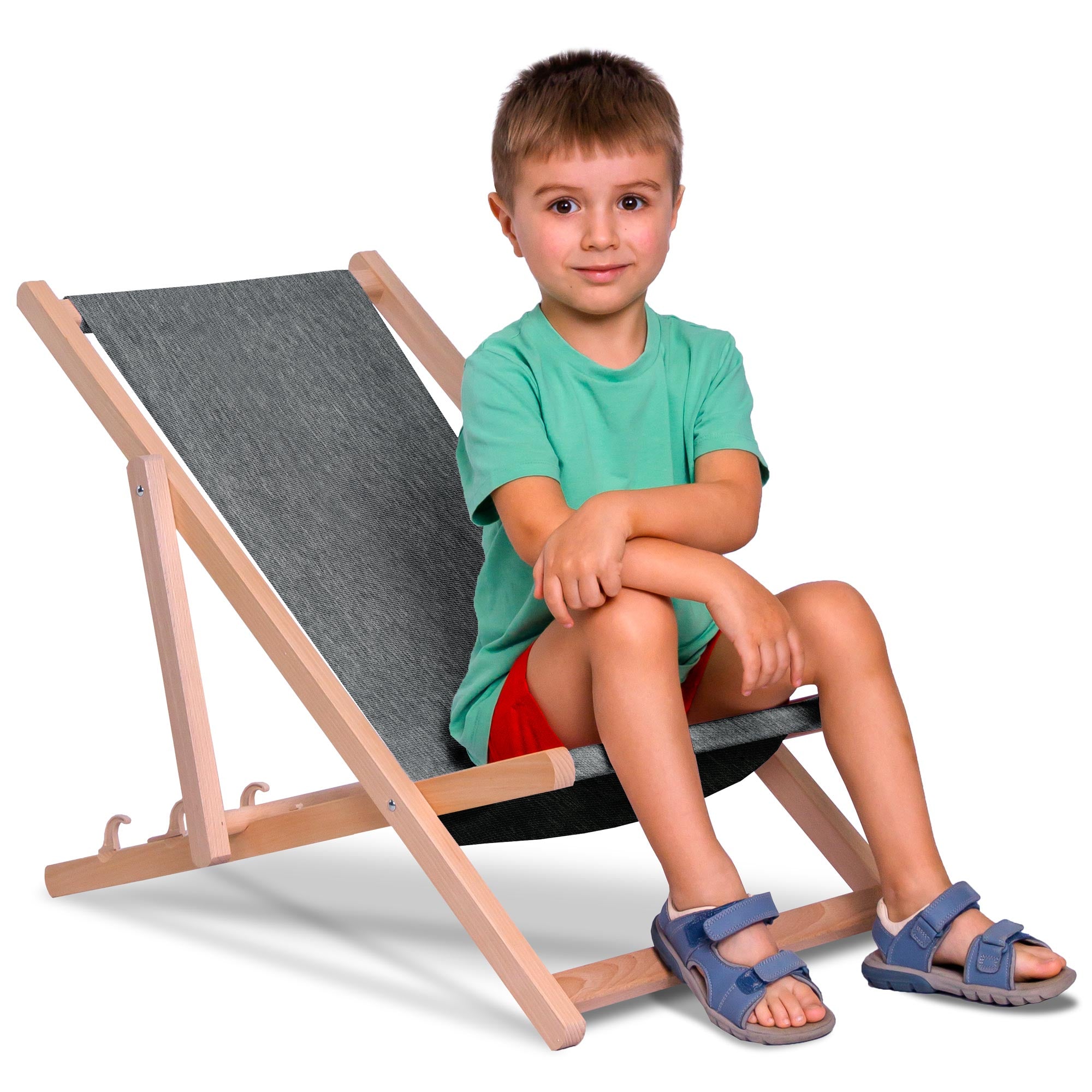 Wooden Deck Chair Denim Imitation Sandy Dune-S