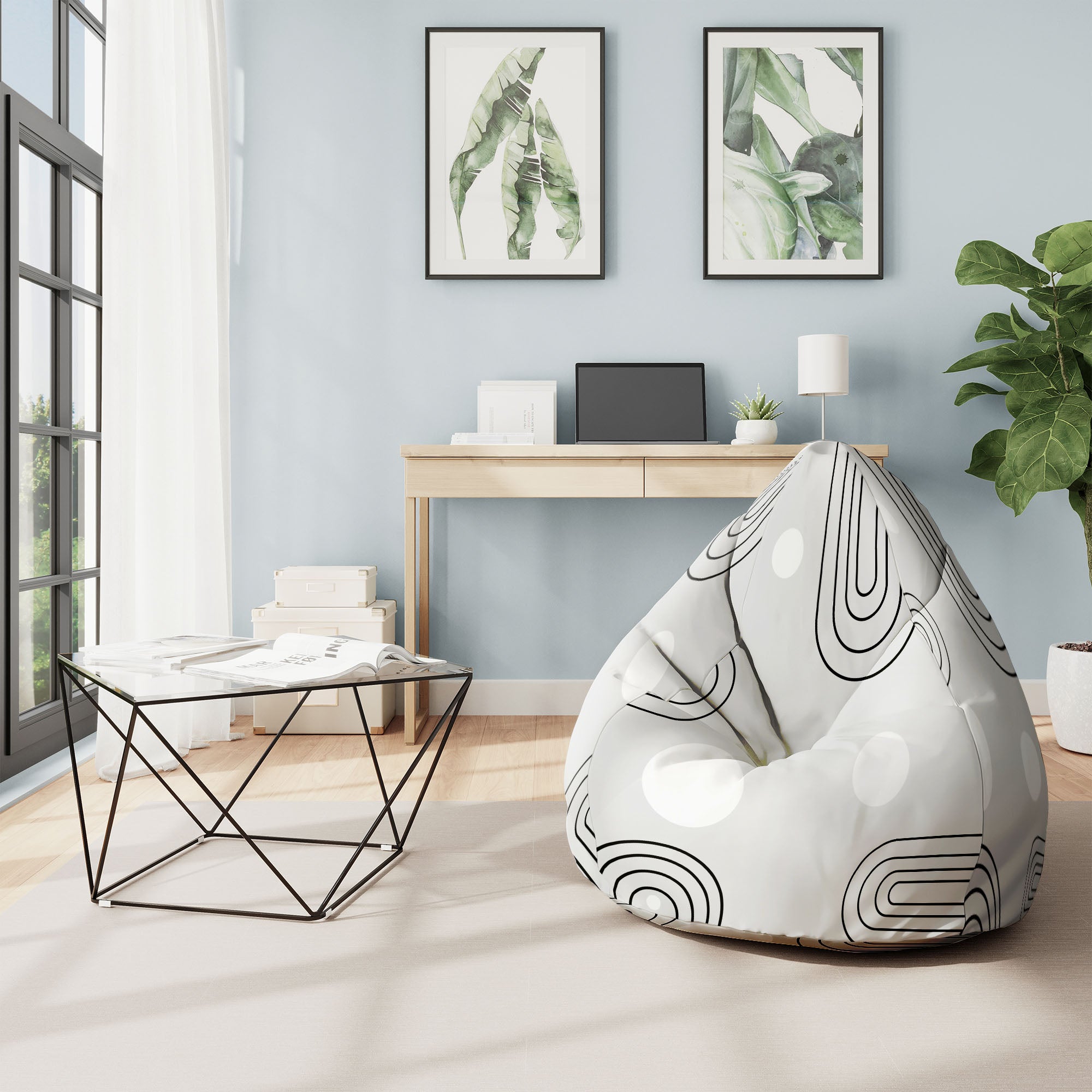 Puf Pearshape Scandinavian Abstract-Velvet