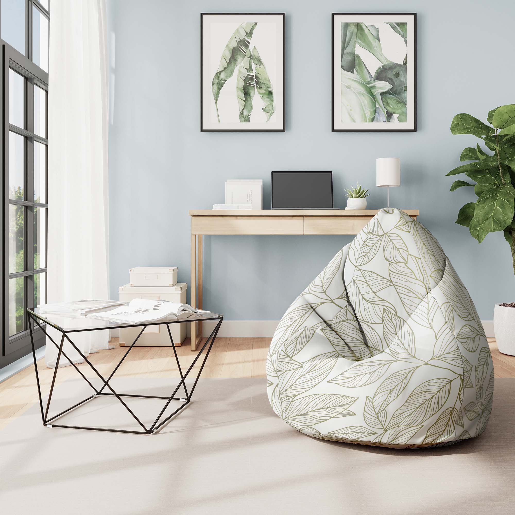 Puf Pearshape Scandinavian Leaves