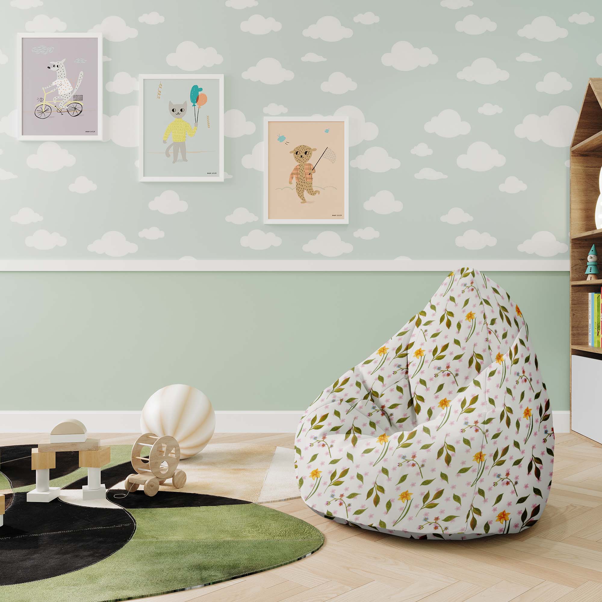 Puf Pearshape Spring Pattern-M-Oxford