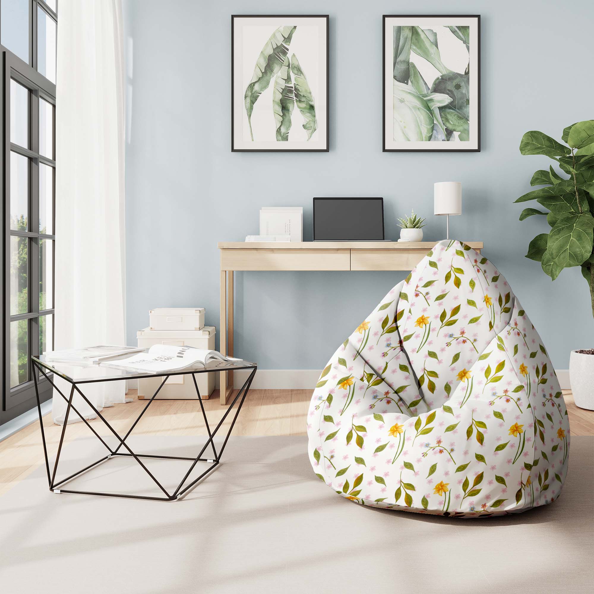 Puf Pearshape Spring Pattern-M-Oxford