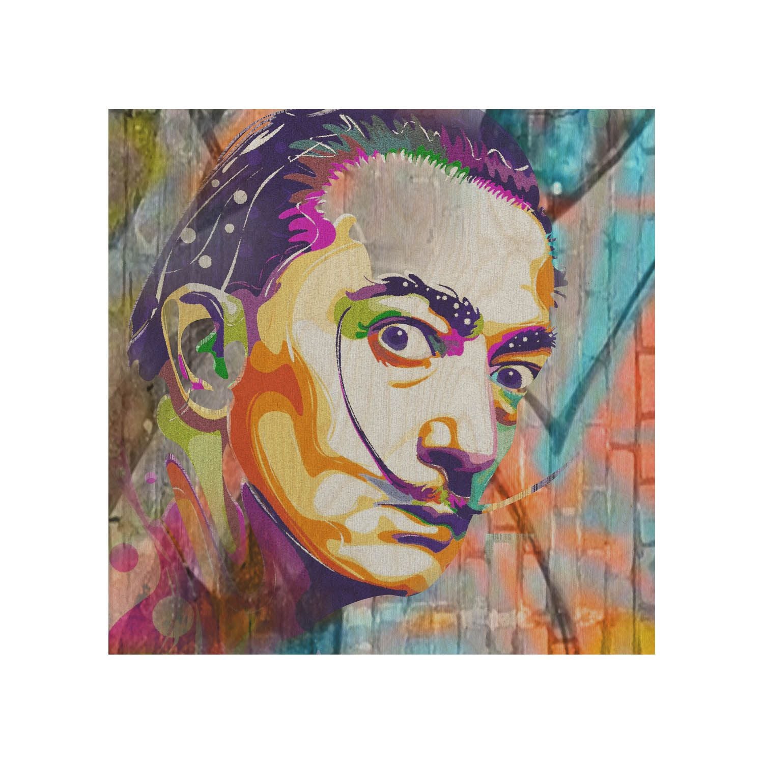 Dřevěný stolek Dali Colourful-50x50 CM