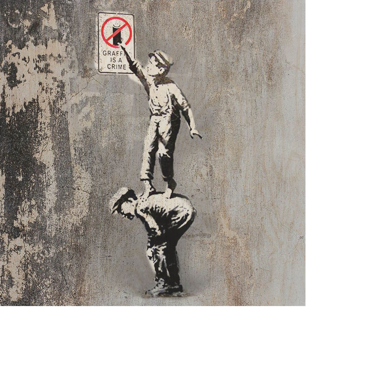 Stolik drewniany Graffiti Is A Crime-50x50 CM