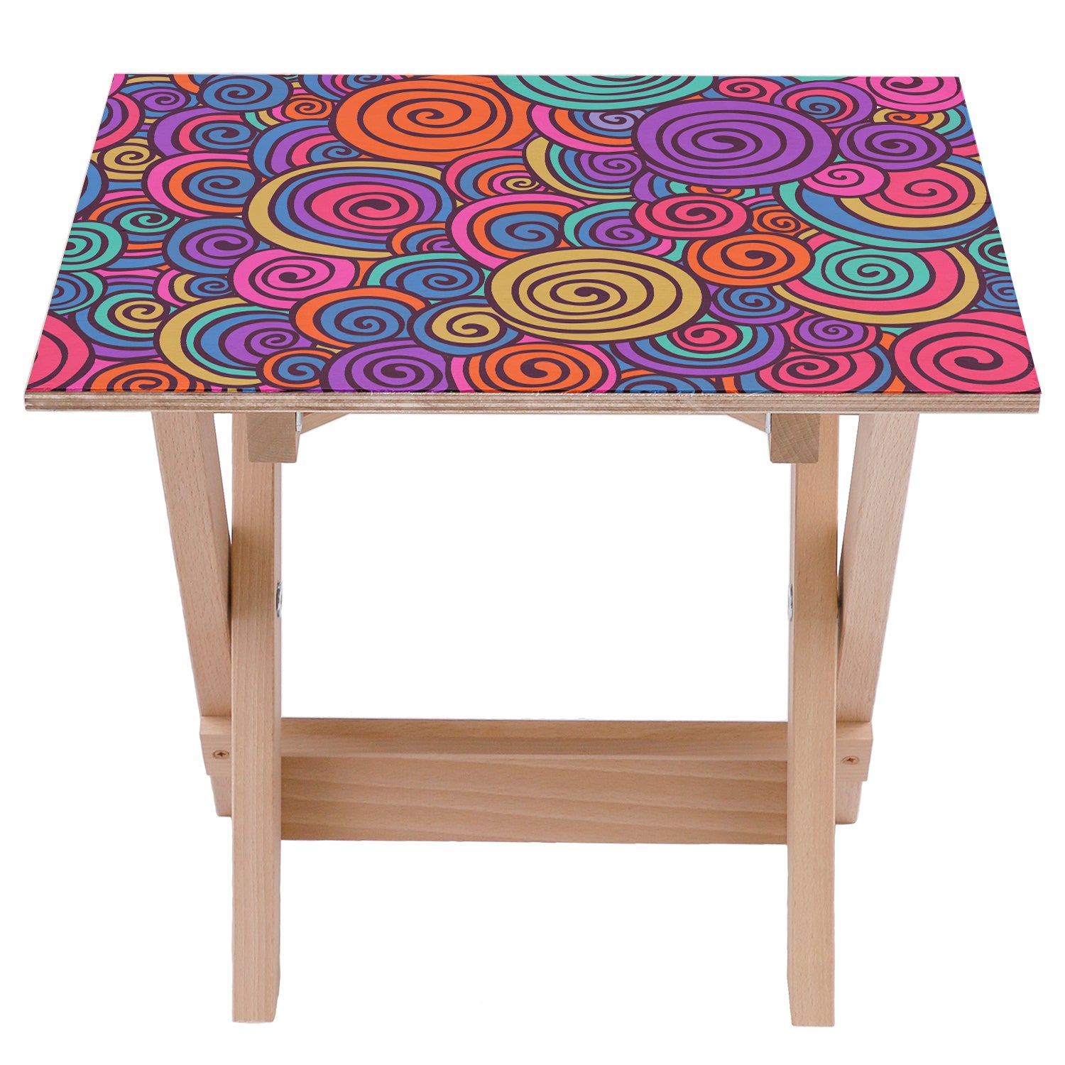 Stolik drewniany Colourful Snails-50x50 CM