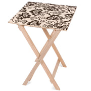 Stolik drewniany Black Flowers-50x50 CM