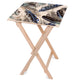 Stolik drewniany Painted Blue Feathers