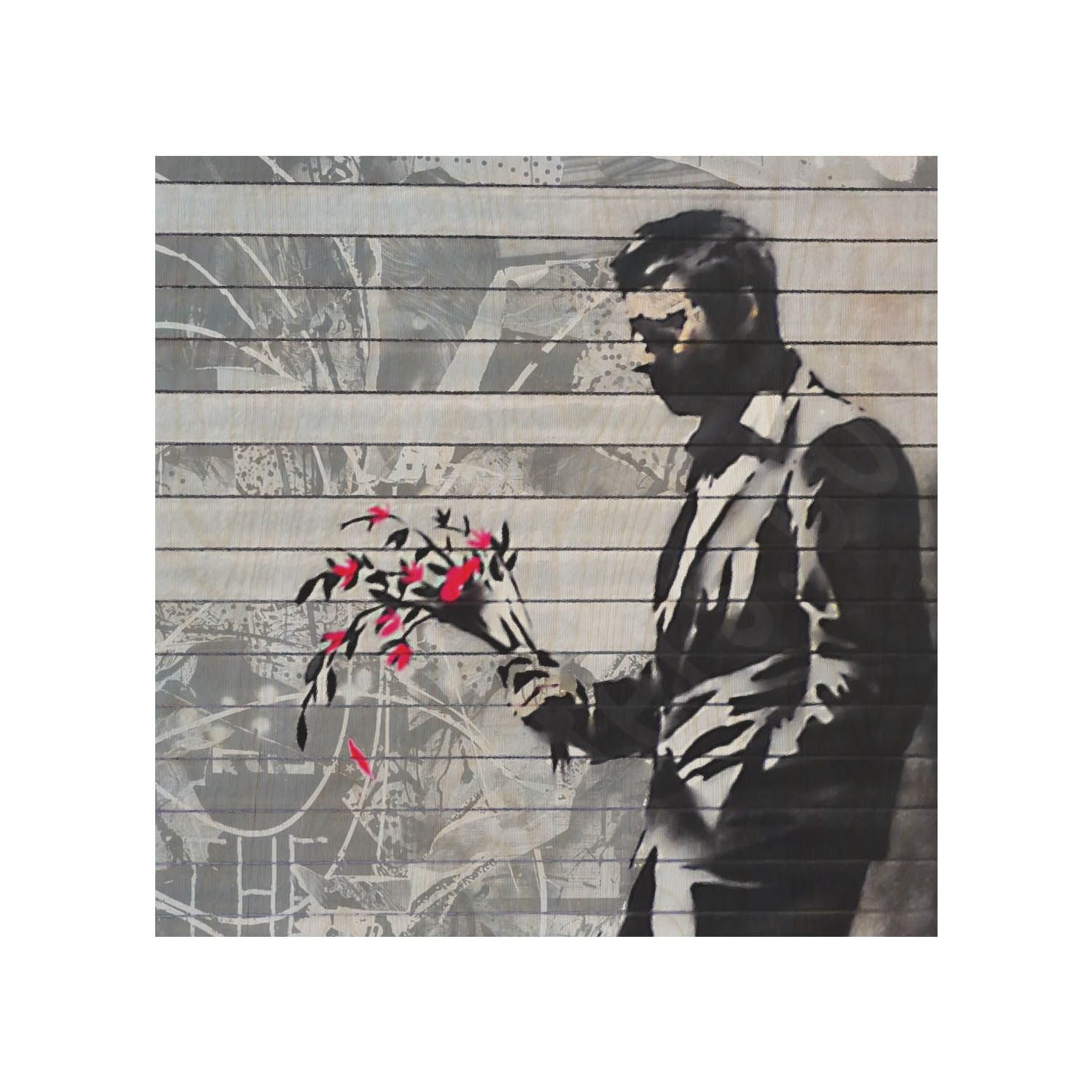 Holztisch Man With Flowers-50x50 CM