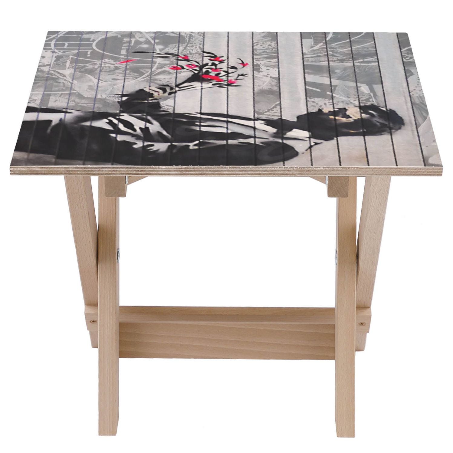 Holztisch Man With Flowers-50x50 CM