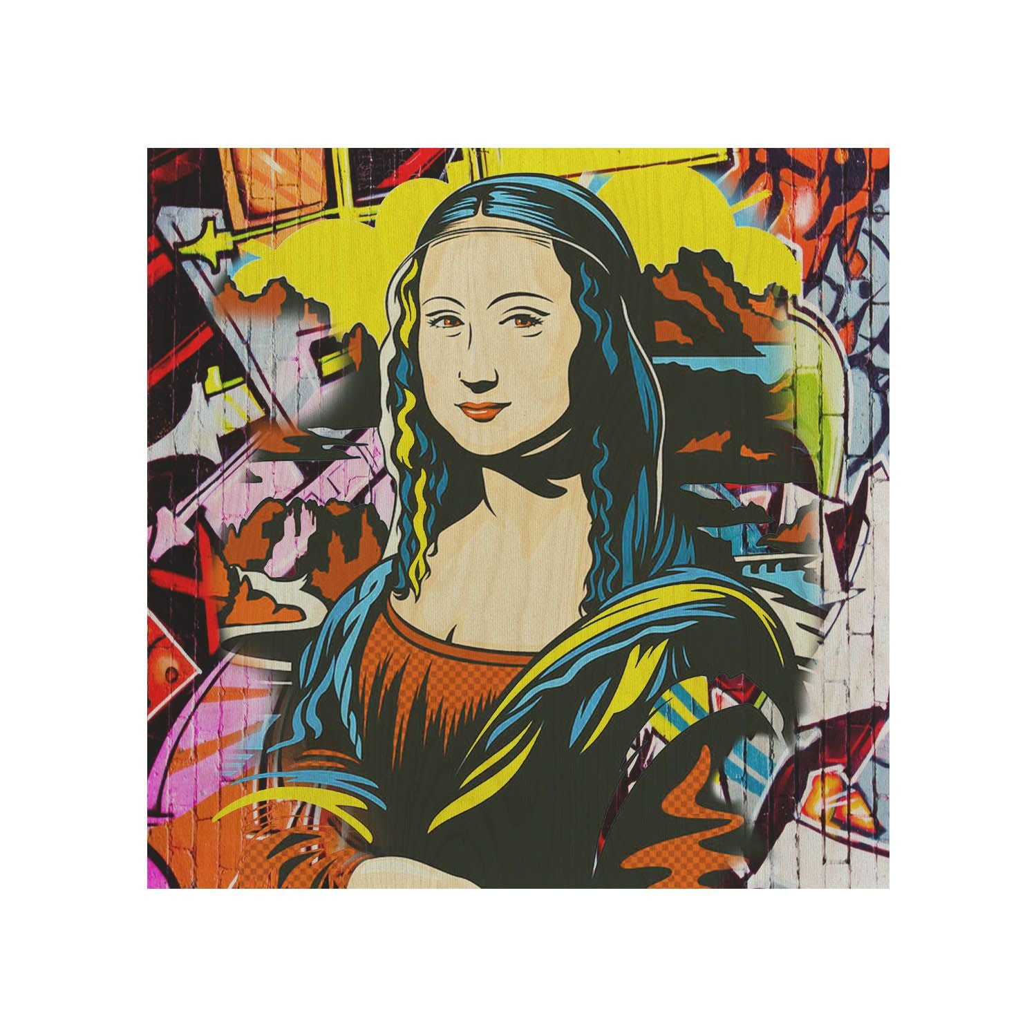Holztisch Mona Lisa Yellow-50x50 CM