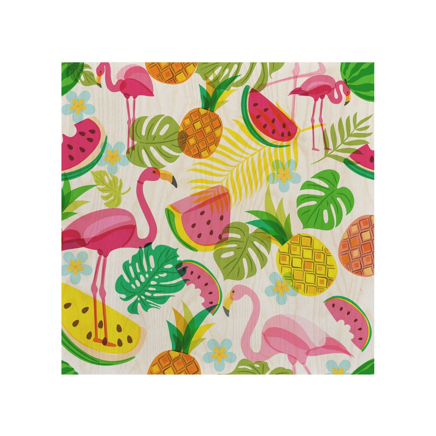 Dřevěný stolek Pink Flamingo-50x50 CM