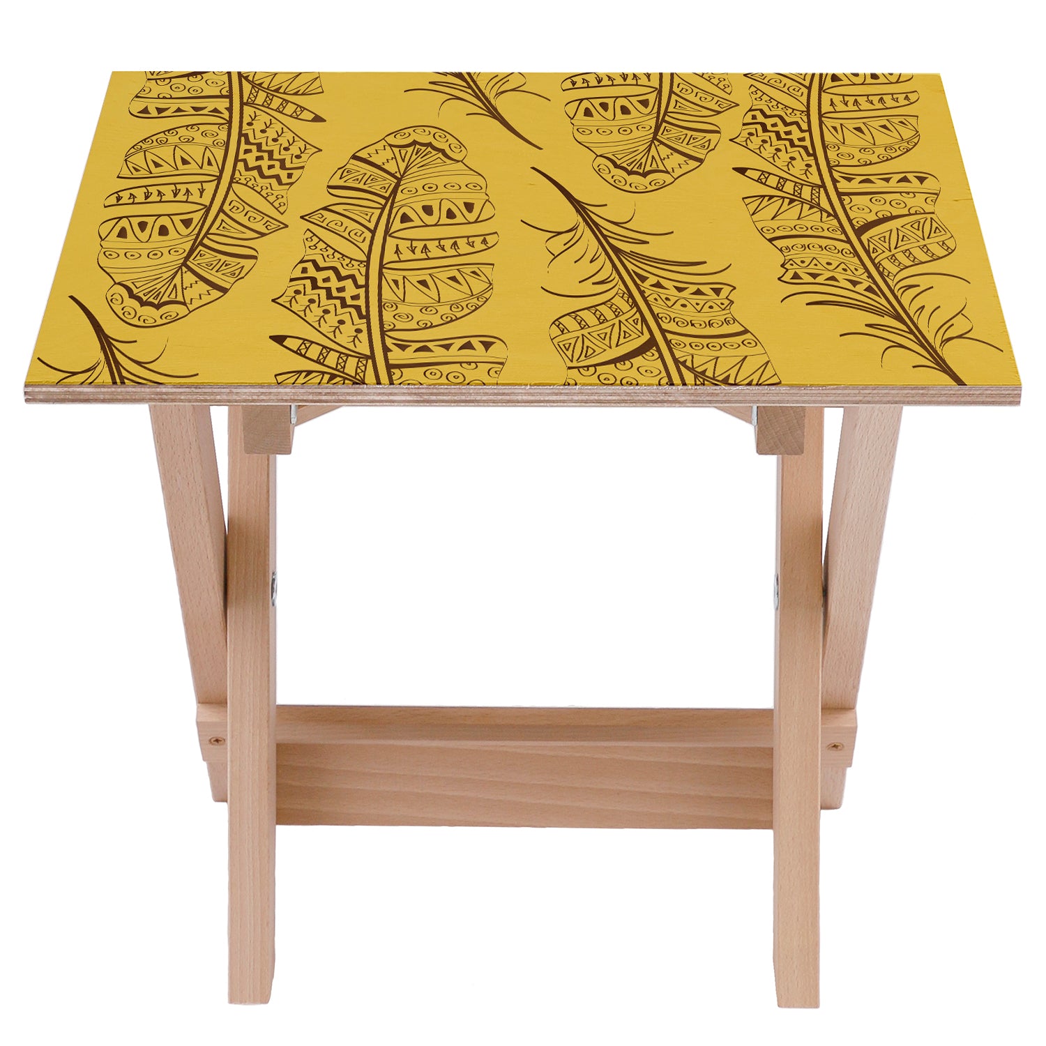 Stolik drewniany Feathers on Yellow-30x40 CM
