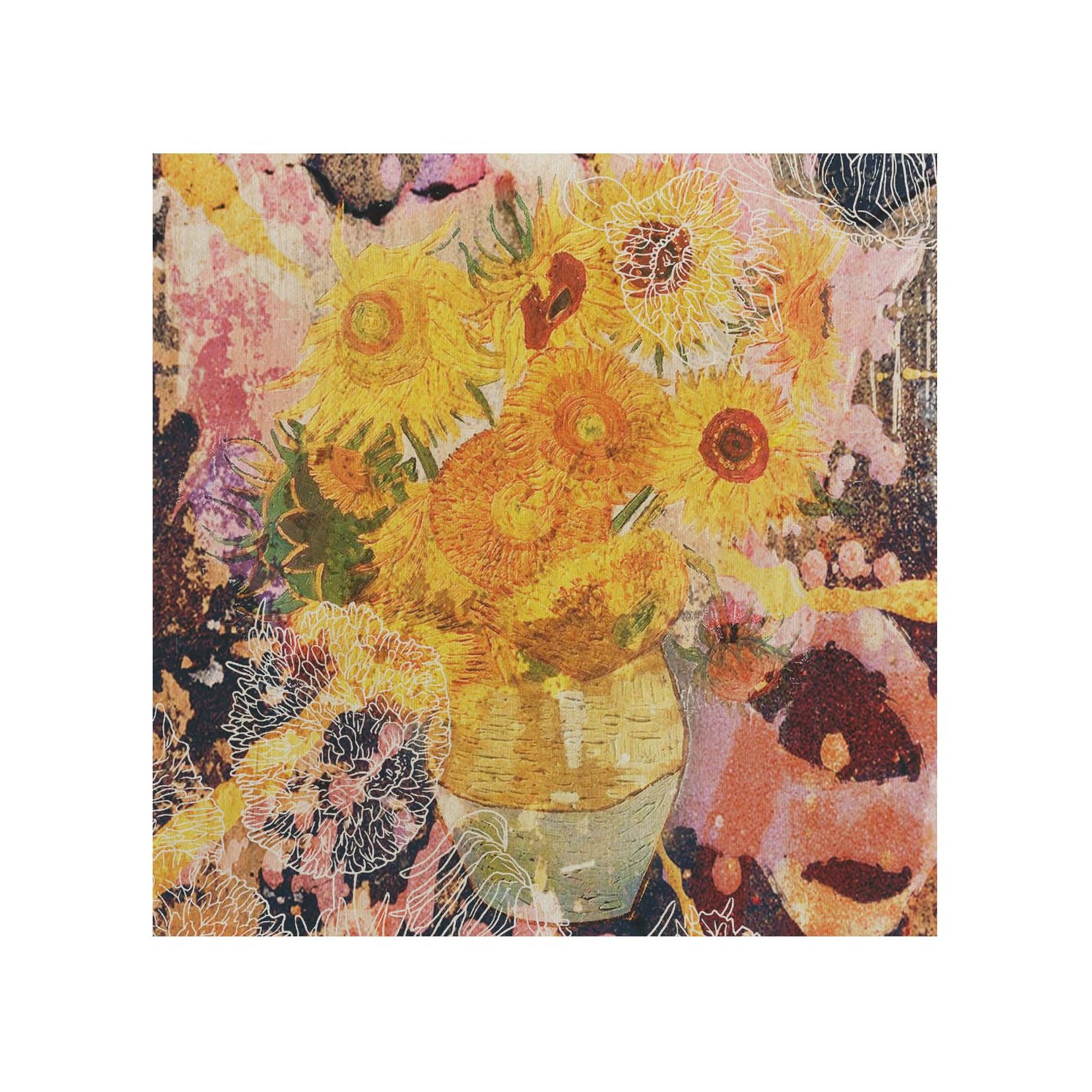 Dřevěný stolek Slunečnice-50x50 CM