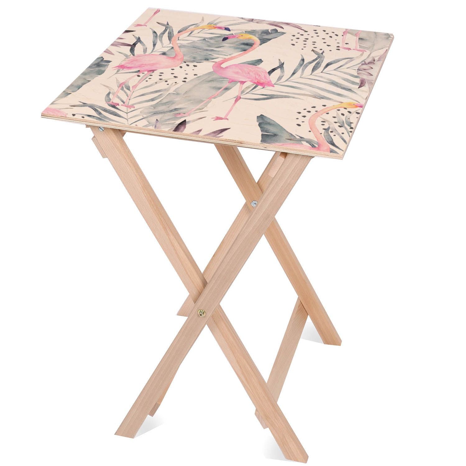 Dřevěný stolek Tropical Flamingo 50x50 CM
