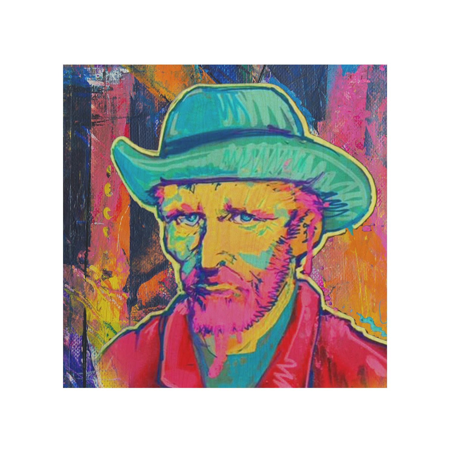 Drevený stolík Van Gogh With A Straw-50x50 CM
