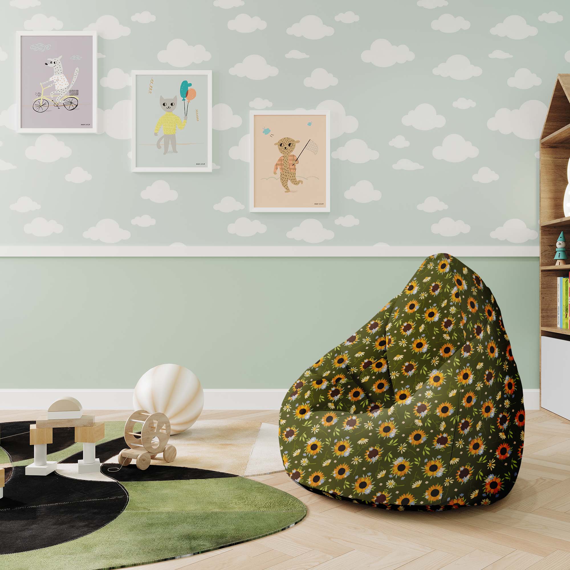 Puf Pearshape Sunflowers