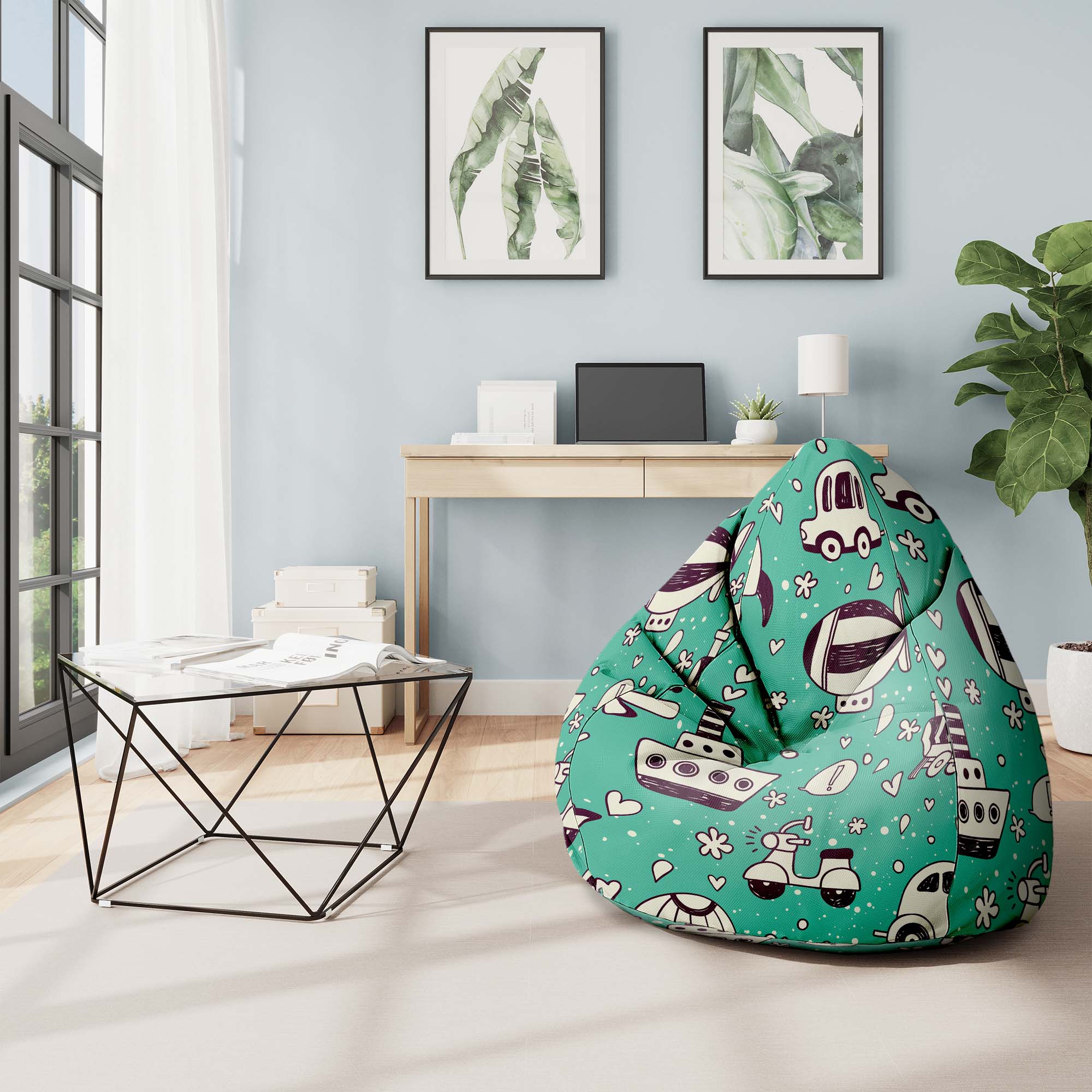 Puf Pearshape Vintage Cars-S