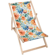 Holzliegestuhl Aquarell Blätter und Blumen-M