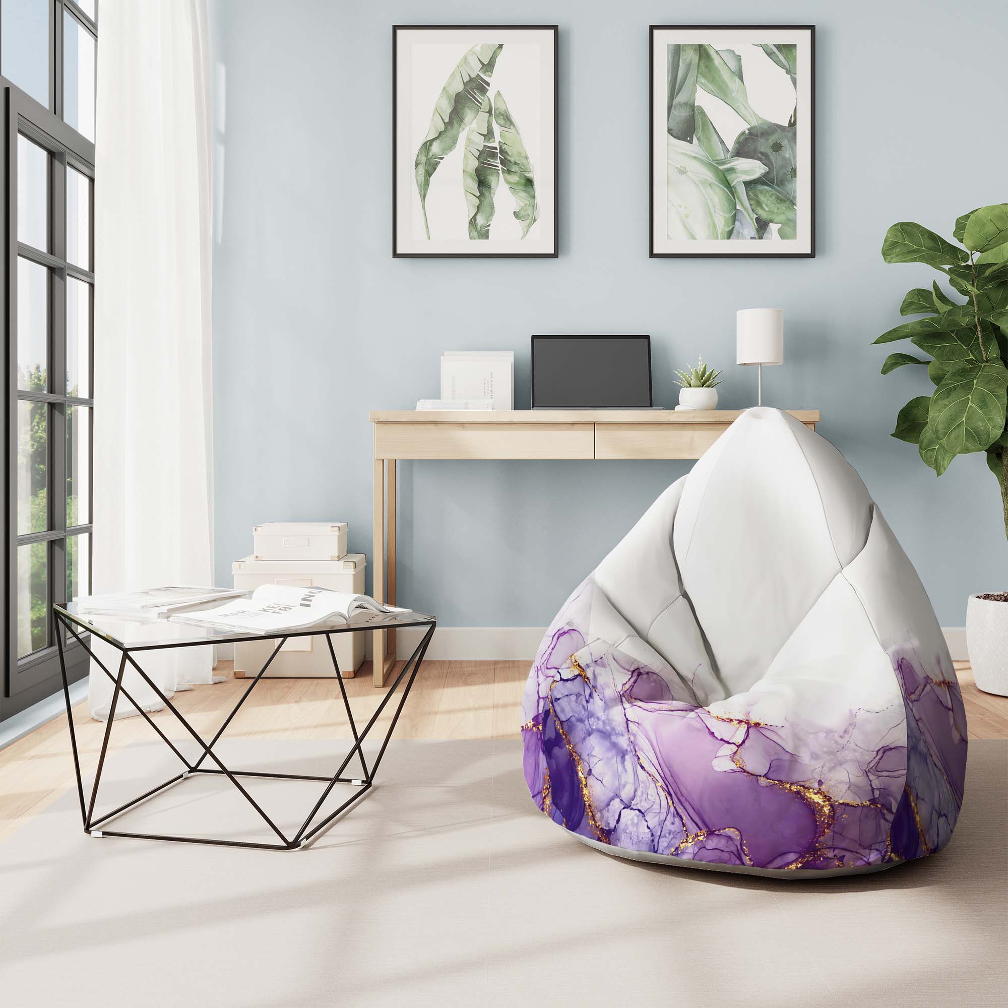 Puf Pearshape Watercolor Abstract Violet-S-Velvet