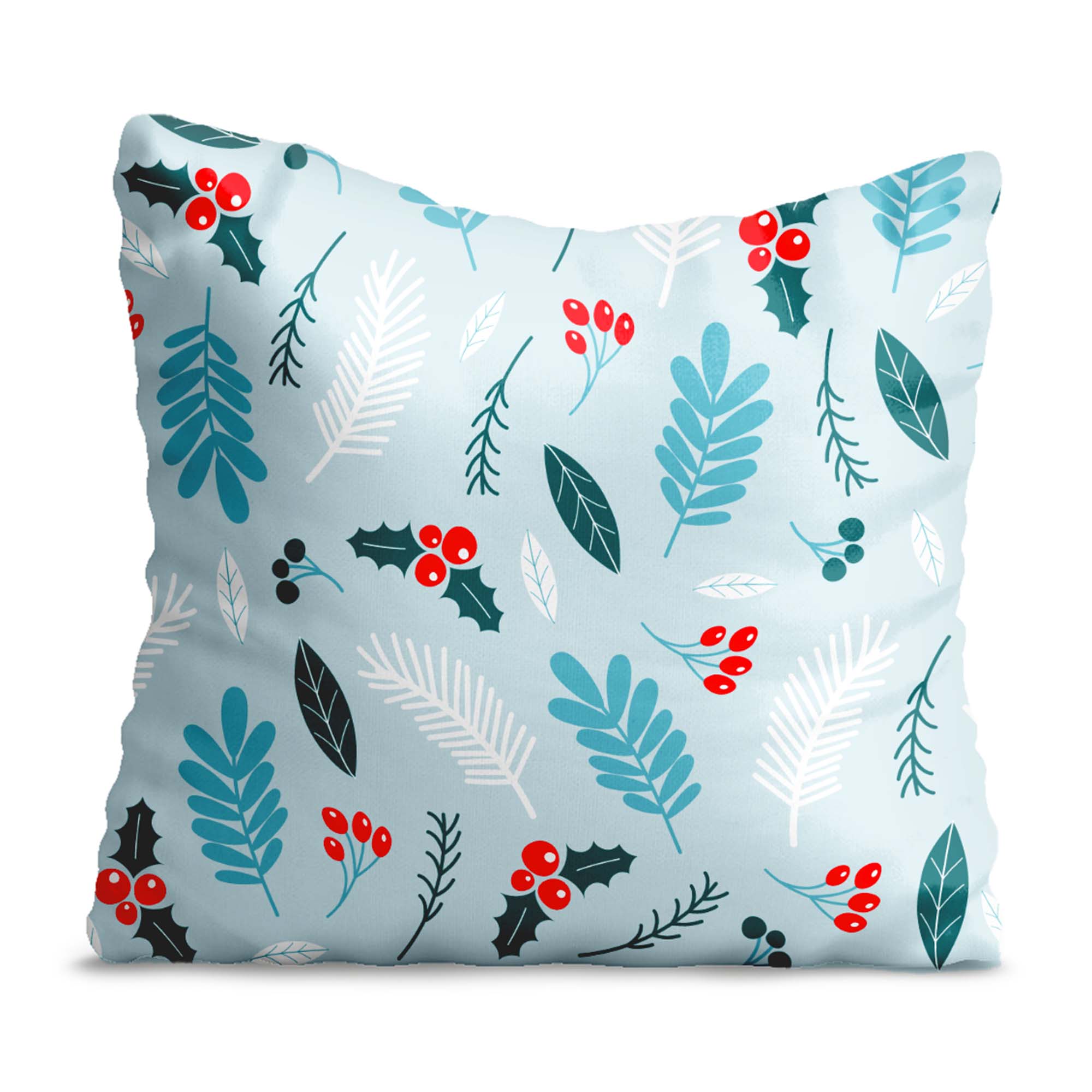 Poduszka Winter Seamless Pattern with Holly Berries-Velvet