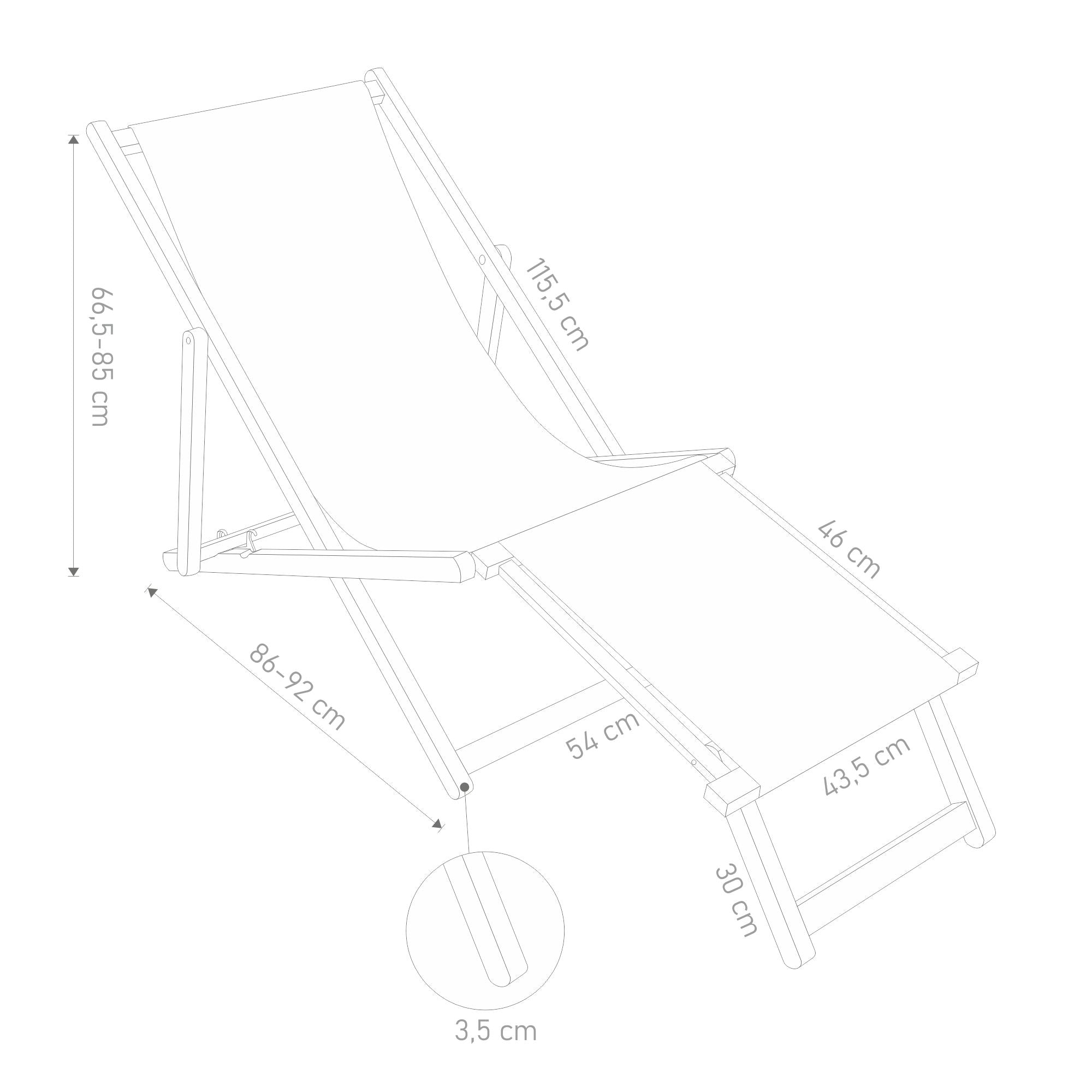 Leżak drewniany z podnóżkiem Imitacja Lnu Star Dust
