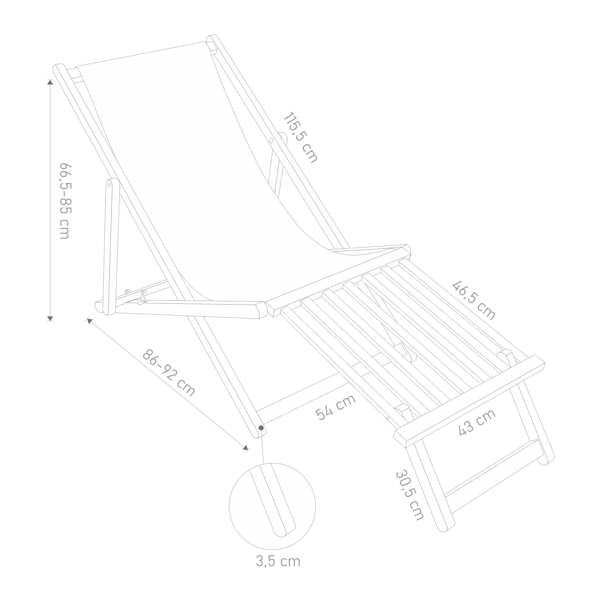 Leżak drewniany z podnóżkiem drewnianym Pale Grey