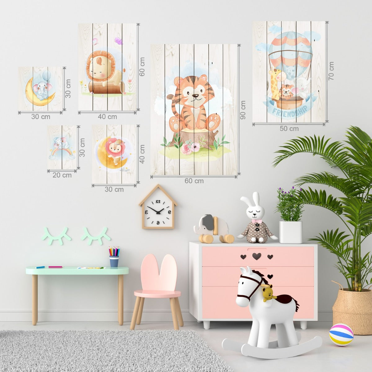 Obraz Wood Cute Elephant Sitting Moon-30x30 cm
