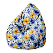 Puf Pearshape Yellow and Blue Flowers